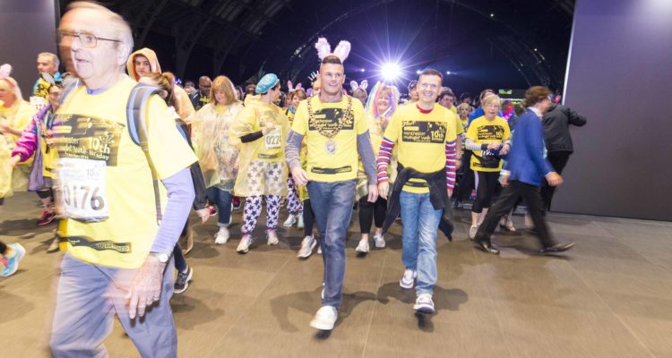 Manchester Midnight Walk 2016 Fundraising Radio presenter Phil Trow Councillor Carl Austin-Behan Lord Mayor of Manchester