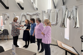 Unveiling We invest in people Platinum award plaque from Investors in People at Little Hulton hospice